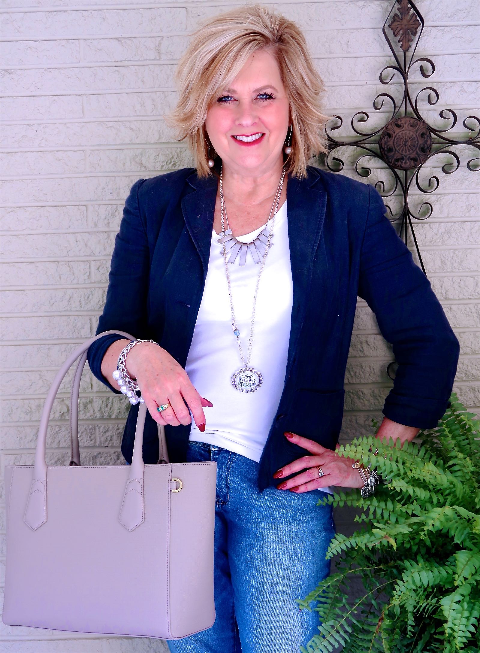 A FEMININE FAUX LEATHER SHACKET AND GIRLFRIEND JEANS - 50 IS NOT OLD - A  Fashion And Beauty Blog For Women Over 50