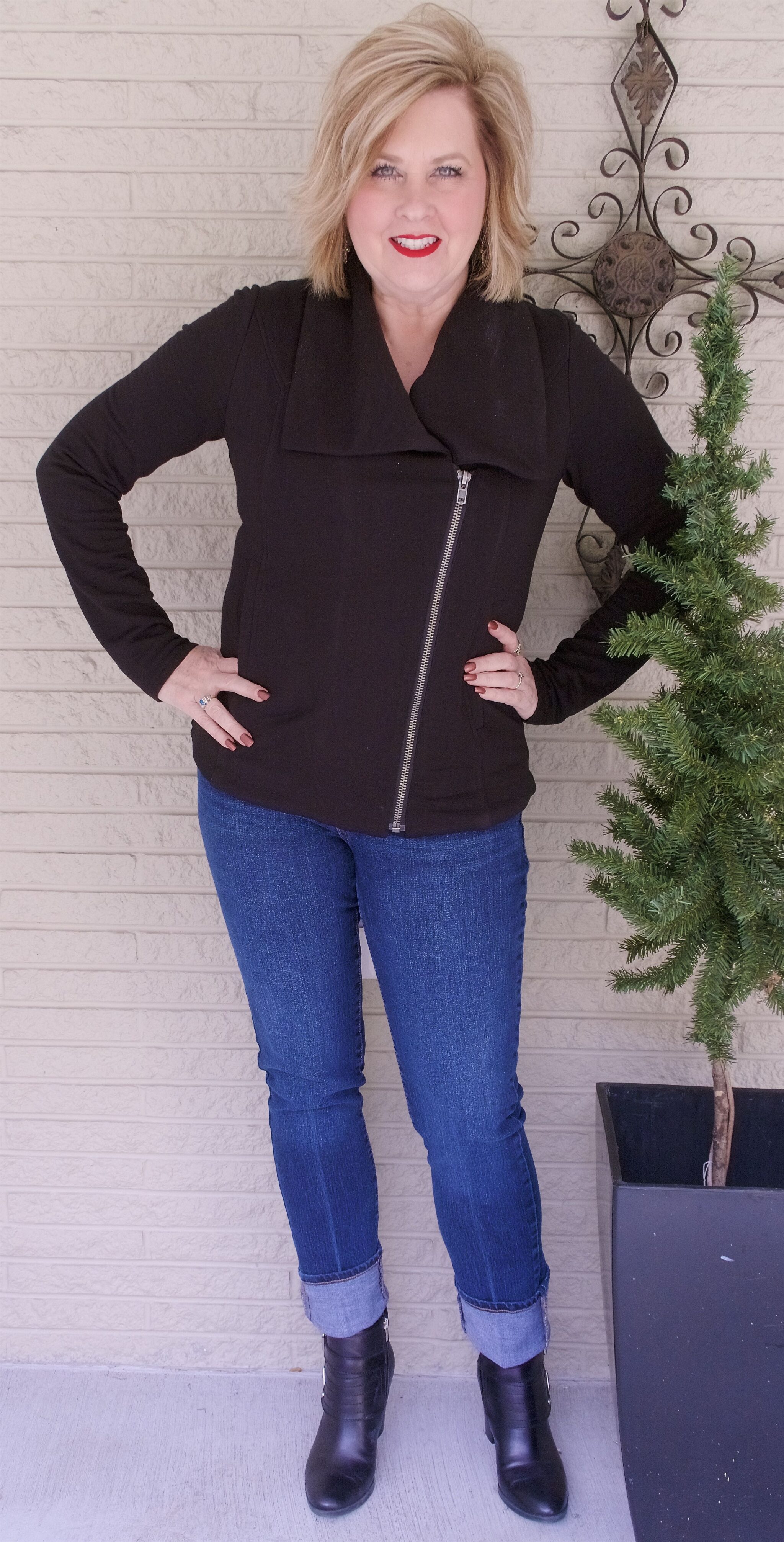 50 IS NOT OLD | MOTO JACKET AND LEATHER BOOTS | FASHION OVER 40