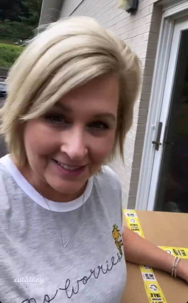 Nordstrom items in boxes with Fashion Blogger 50 Is Not Old
