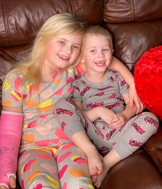 Fashion Blogger 50 Is Not Old's grandchildren in their PJ's getting ready for a movie and popcorn date