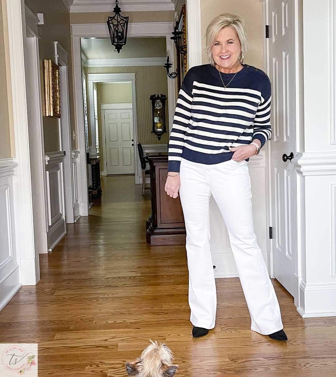 FIVE FALL OUTFITS FROM ONE PAIR OF WHITE PANTS - 50 IS NOT OLD - A