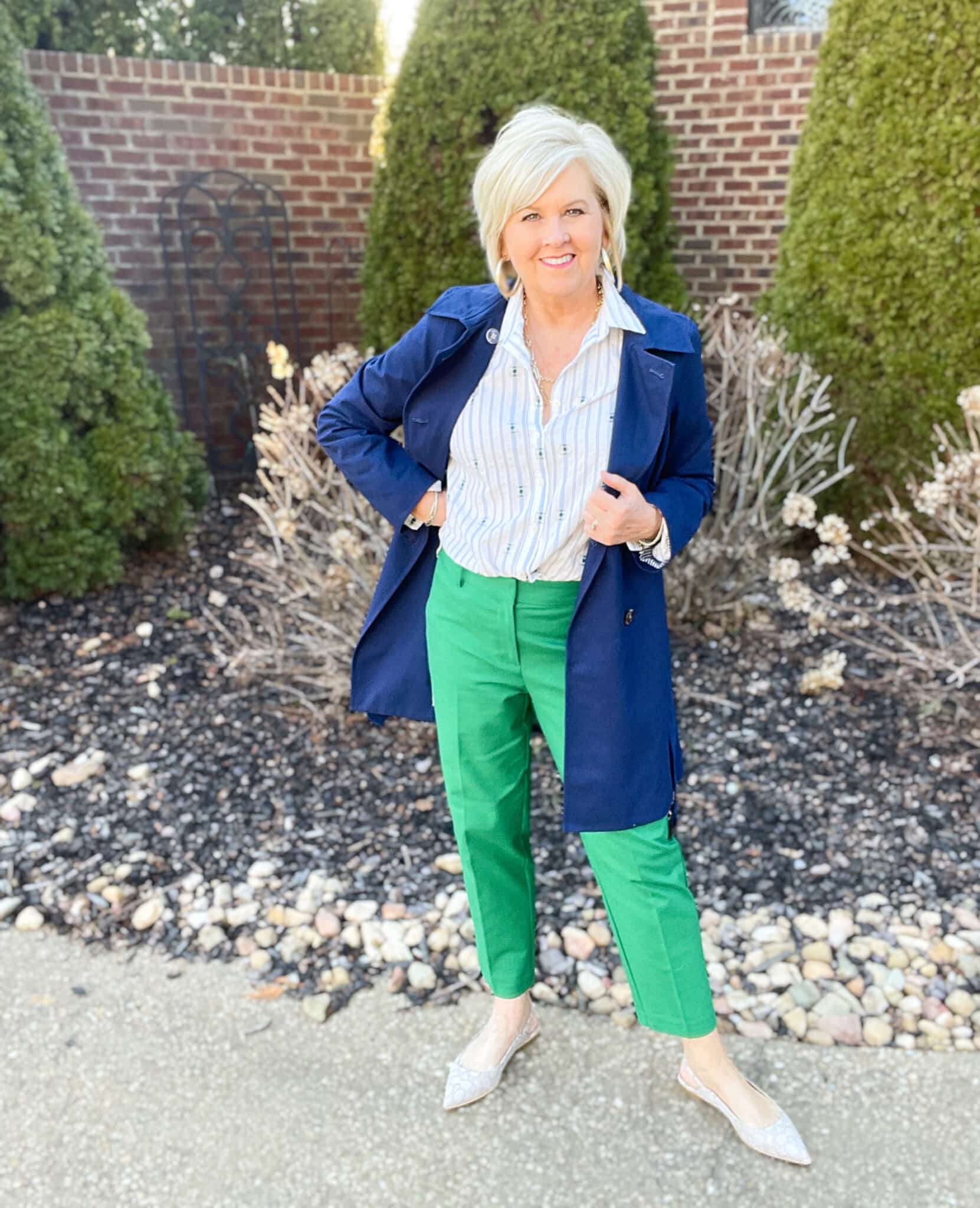 Light blue shirt with best sale green pants