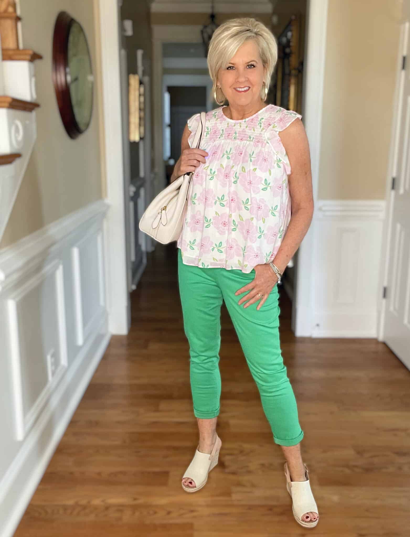 Pink and 2024 green pants