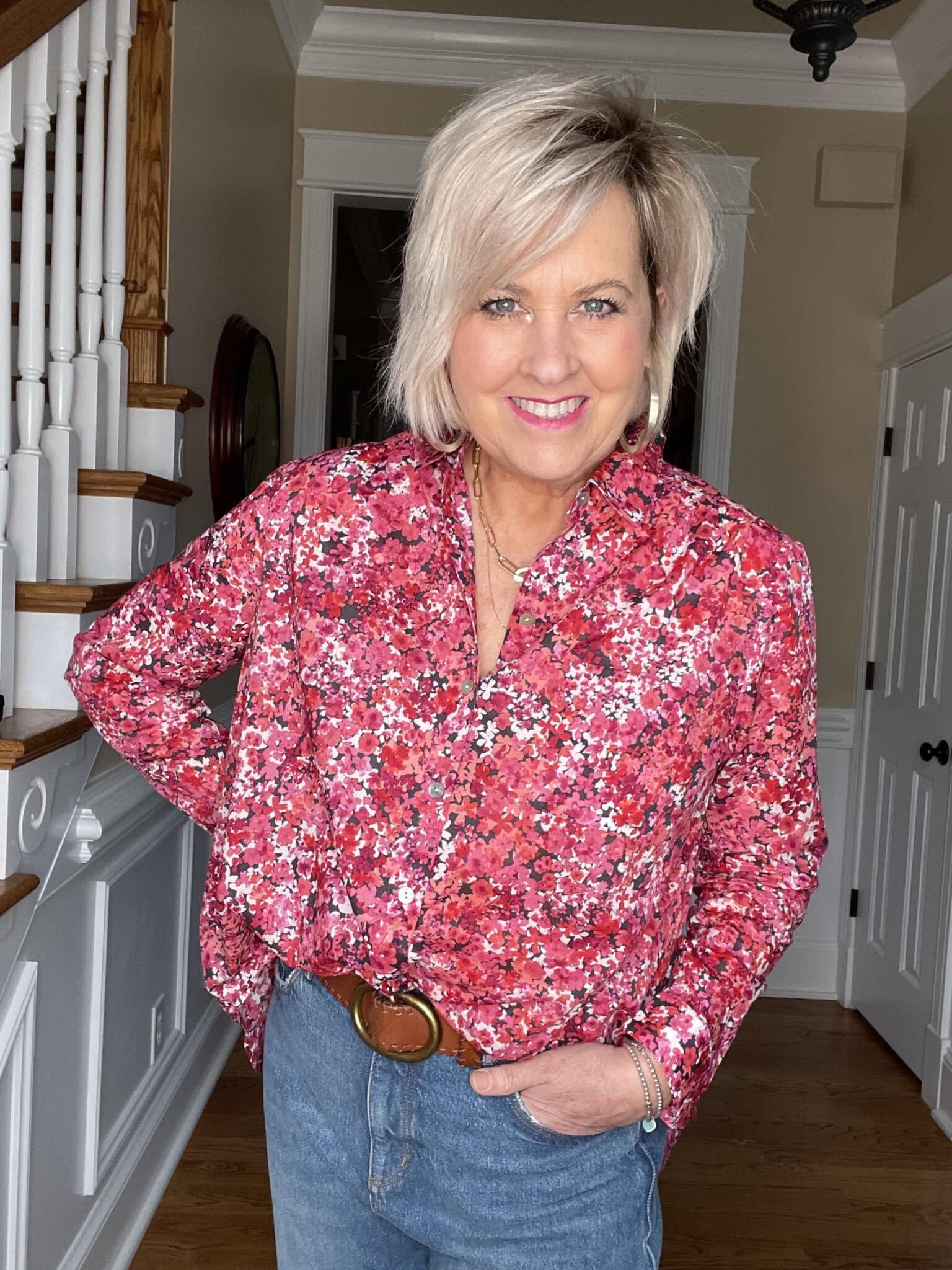 JEANS AND A BUTTON UP FLORAL SHIRT FOR A CASUAL SATURDAY - 50 IS NOT OLD