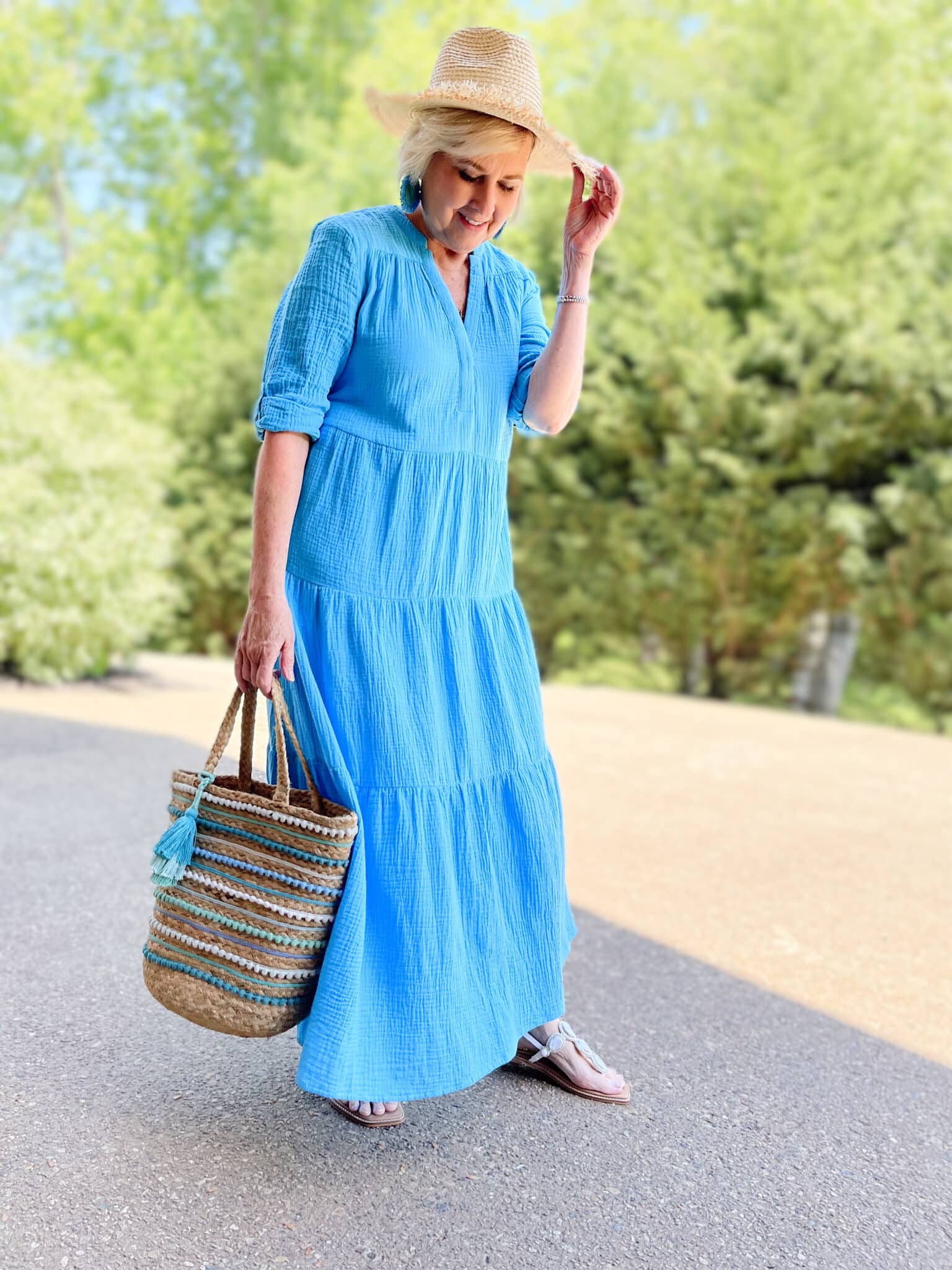 Lucky Brand Tiered Maxi Dress in Blue