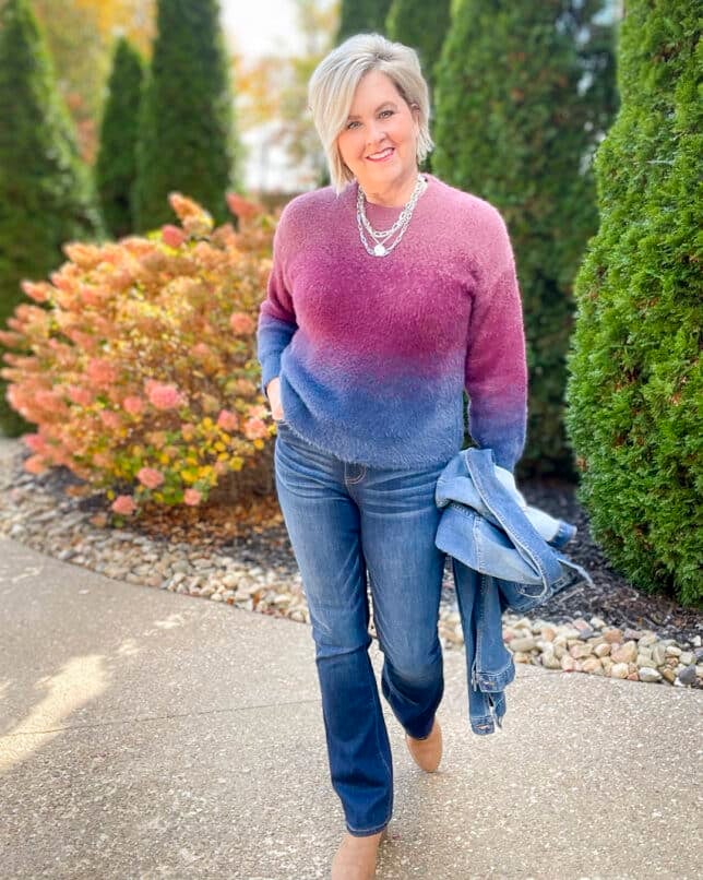 JEANS AND A SWEATER FOR A CASUAL FALL OUTFIT 50 IS NOT OLD A