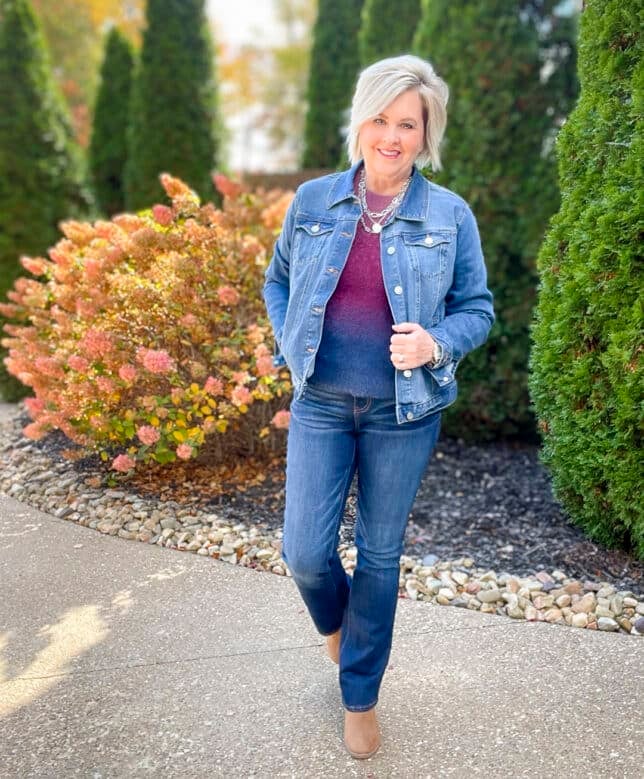 JEANS AND A SWEATER FOR A CASUAL FALL OUTFIT - 50 IS NOT OLD - A