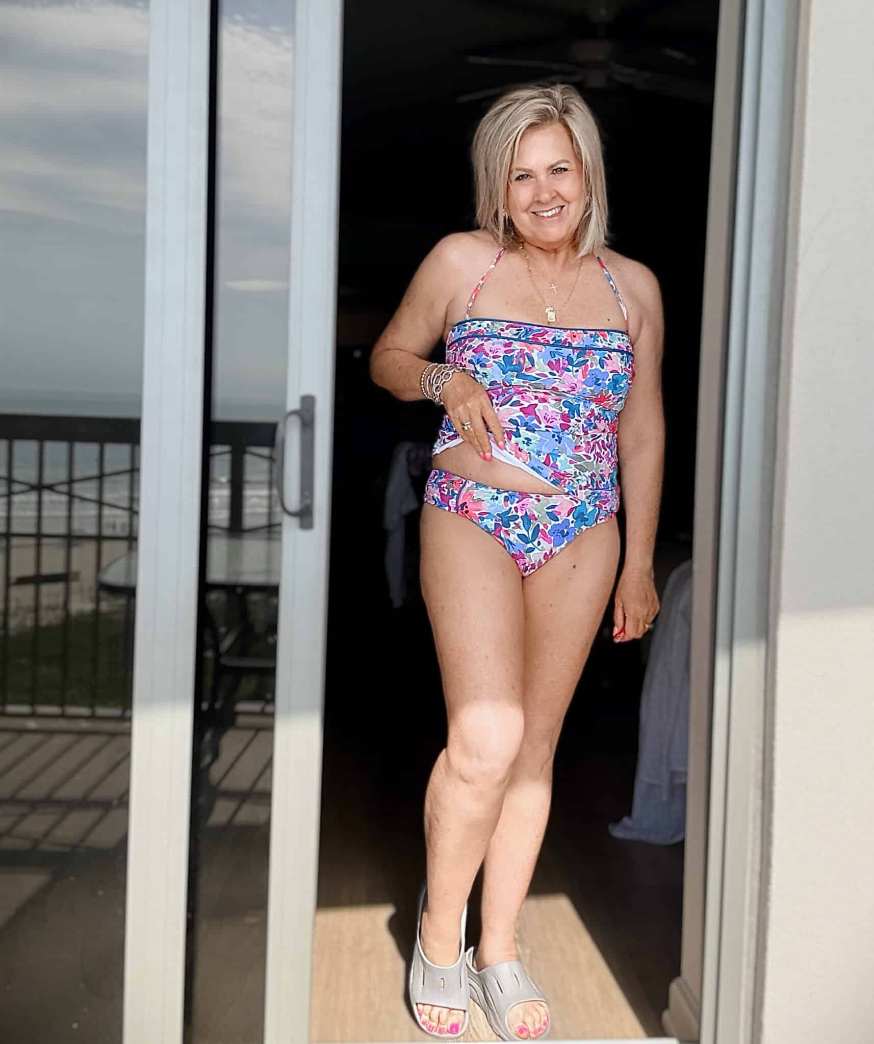 Tania wearing a Tommy Bahama floral tankini