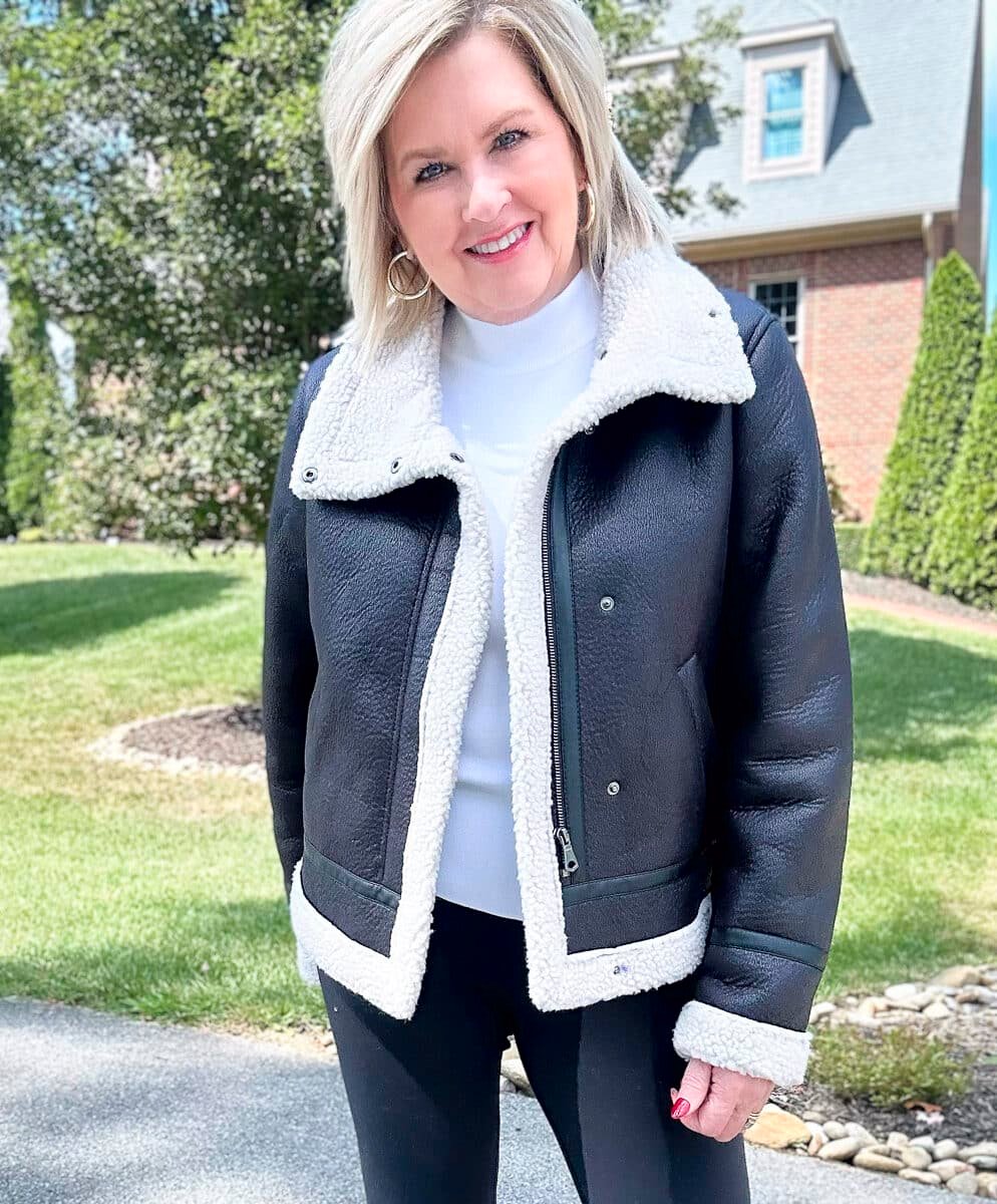 Over 50 Fashion Blogger, Tania Stephens is styling leather jackets for fall7