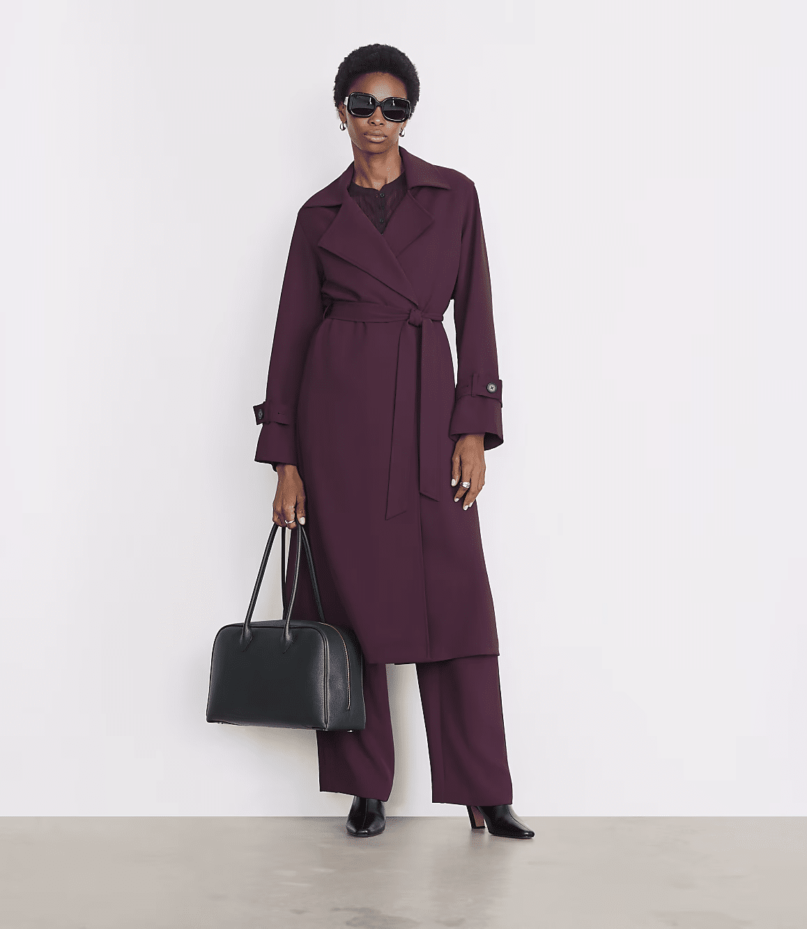 LOFT Versa Crepe Drape Oversized Trench Coat
