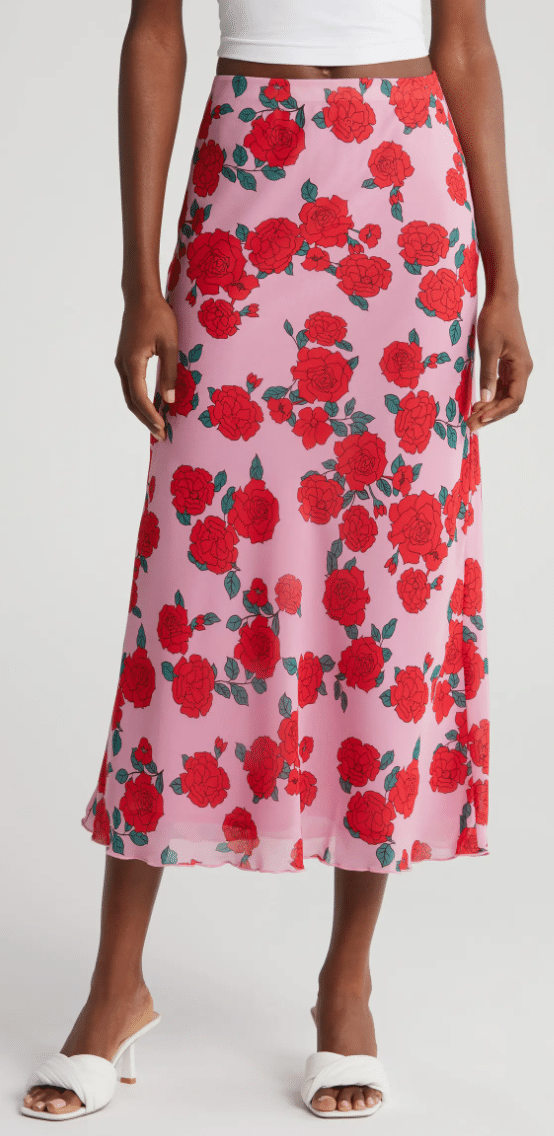 Roses On Clothing - The Trend You Need To Know fashion blogger tania stephens 50 is not old skirt