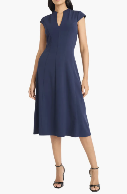 Maggy London Princess Seam Scuba Crepe Midi Dress