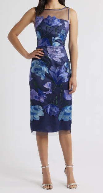 Eliza J Floral Embroidered Cocktail Dress