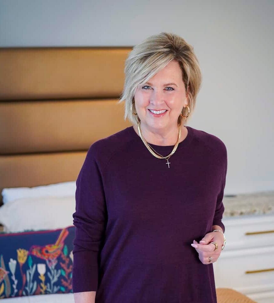 A maroon sweater and navy pants from Eileen Fisher at Nordstrom35
