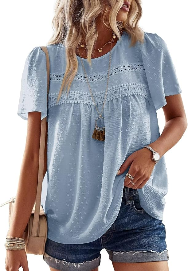 pale blue flowy top