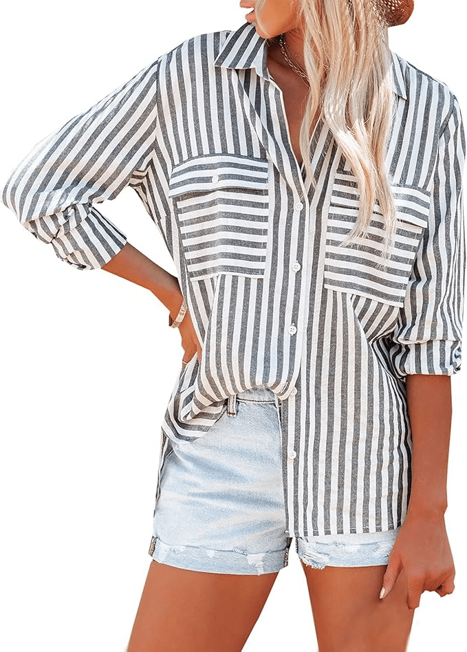 striped button down shirt