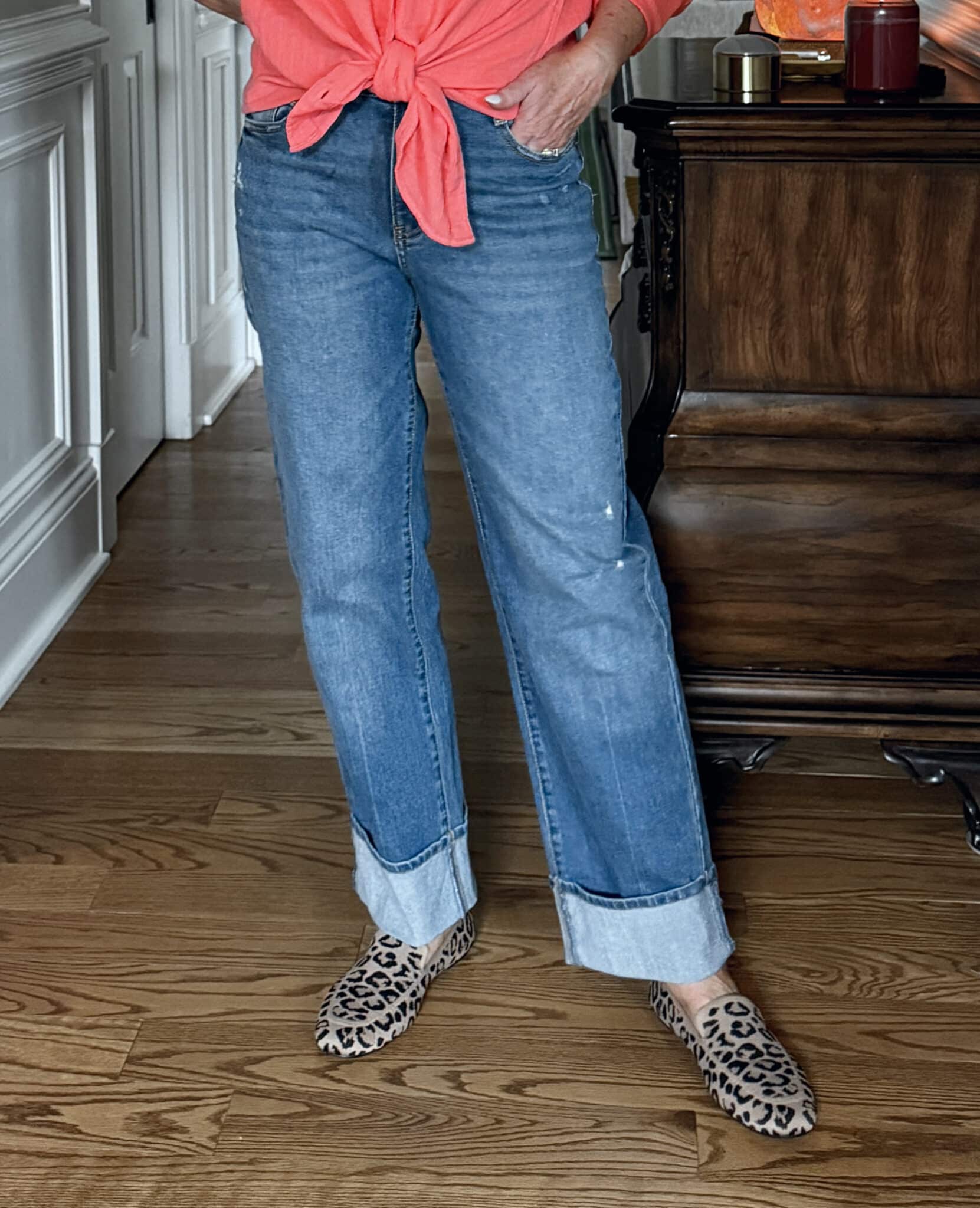 Tania Stephens is wearing cuffed jeans from Walmart