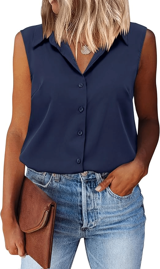 The Best Everyday Shirts for Women Over 50 tania stephens 50 is not old fashion blogger sleeveless