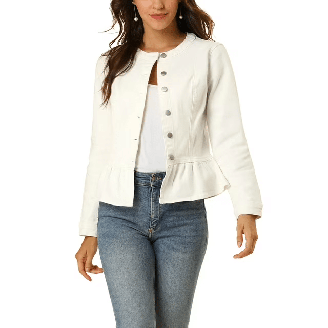 Why a Collarless Jacket is the Perfect Spring Layer for Women Over 50 tania stephens fashion blogger 50 is not old allegra