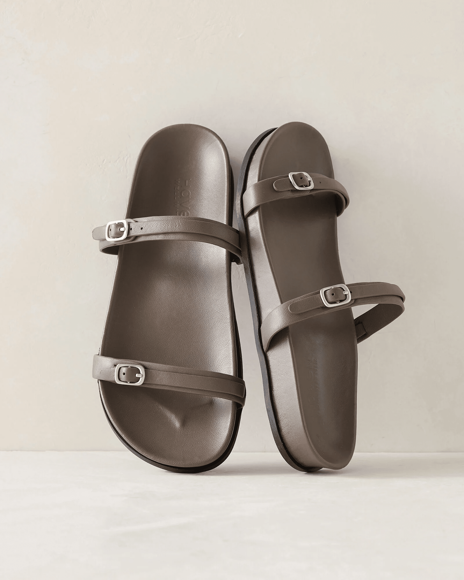 double strap sandal in leather