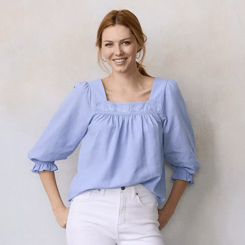 pale blue with square neck