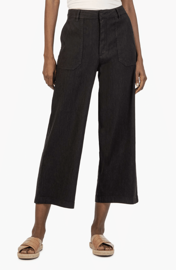 Kut from the Kloth Topaz High Waist Crop Wide Leg Linen Blend Pants
