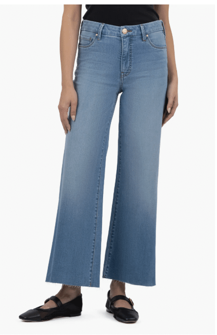 Meg Fab Ab High Waist Raw Hem Ankle Wide Leg Jeans