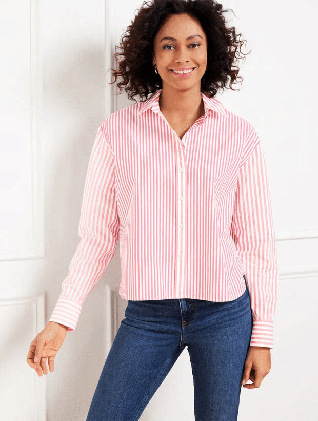 How to Style Cropped Pants and Capri Pants for Summer pink stripe talbots 50 is not old
