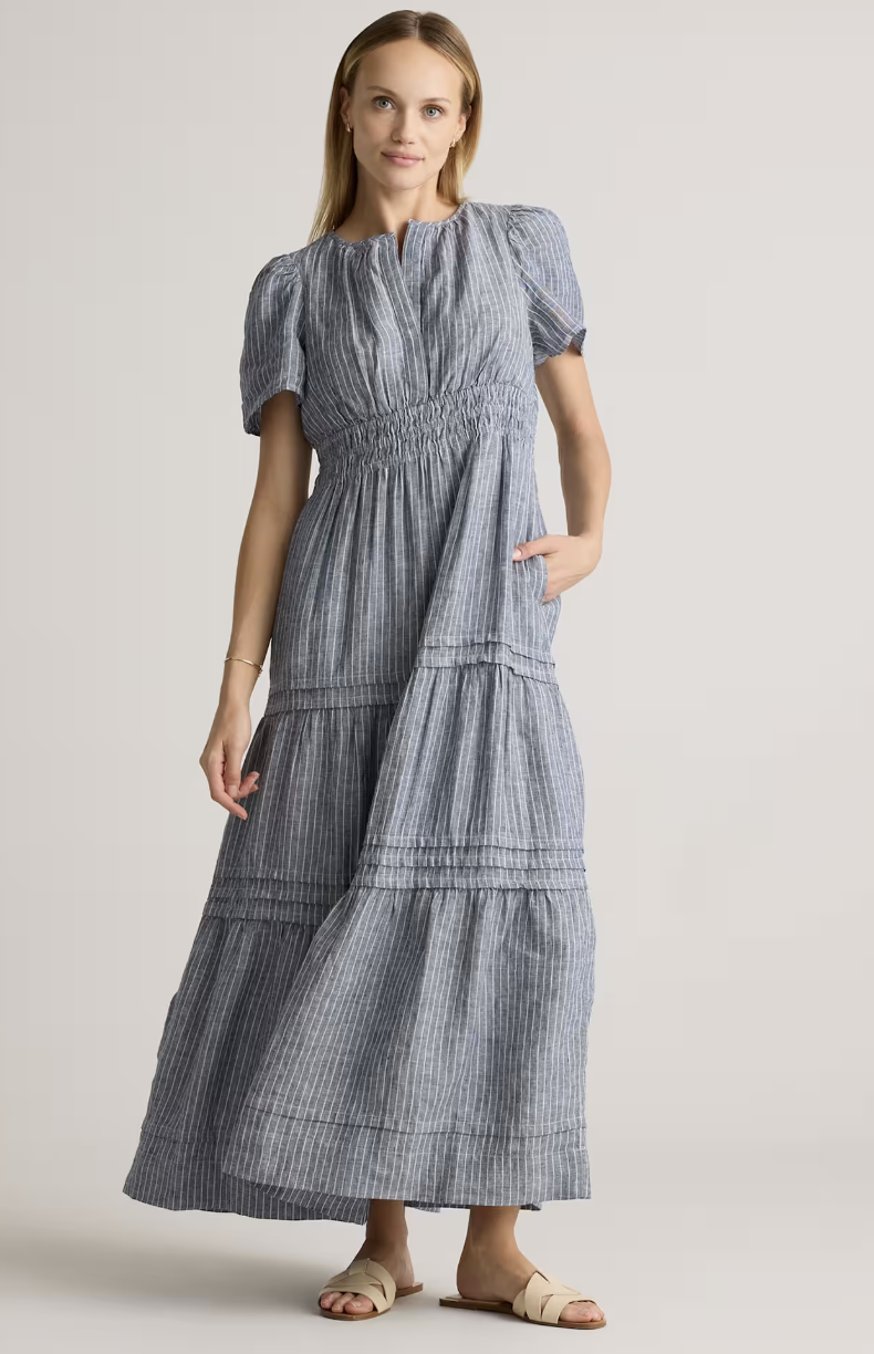 Quince 100% European Linen Tiered Maxi Dress, Summer Fashion Women Over 50
