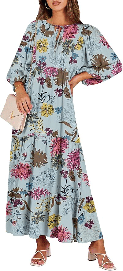 Amazon’s Most Flattering Dresses for Women Over 50 This Summer floral boho maxi fashion over 50 tania stephens