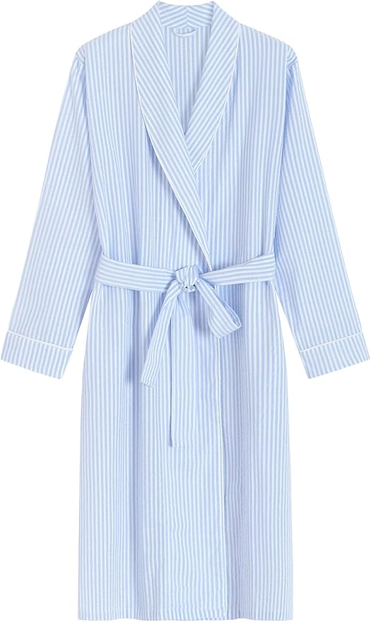 Women's Seersucker Bathrobe Lightweight Pajamas for Summer for Women over 50