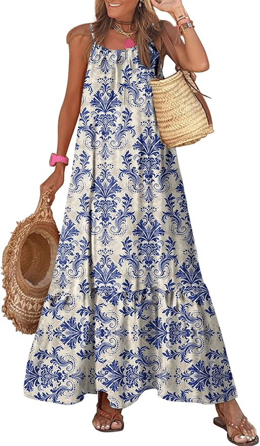 Amazon’s Most Flattering Dresses for Women Over 50 This Summer blue and white print 50 is not old