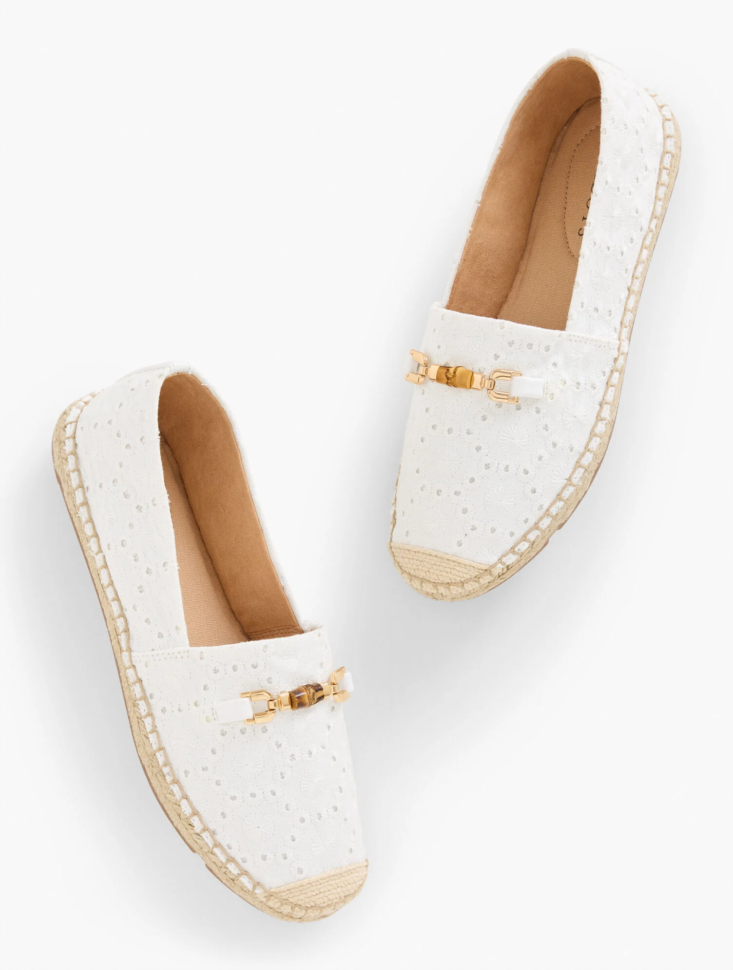 Talbots Izzy Bamboo Floral Espadrille Flats WHITE SHOES FOR SUMMER