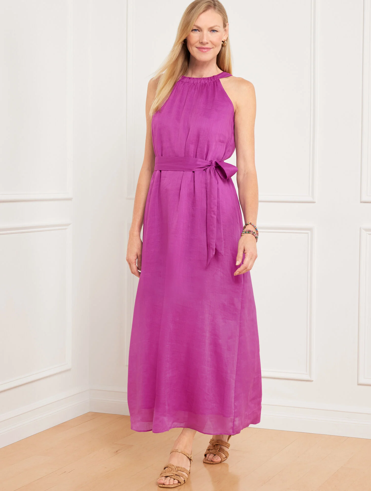 Talbots Halter Maxi Dress IN ORCHID PURPLE PINK MAGENTA HOT PINK FUSCHIA TO WEAR THIS SUMMER
