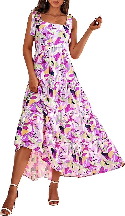 PRETTYGARDEN Tiered Maxi Dress IN ORCHID PURPLE FOR SUMMER
