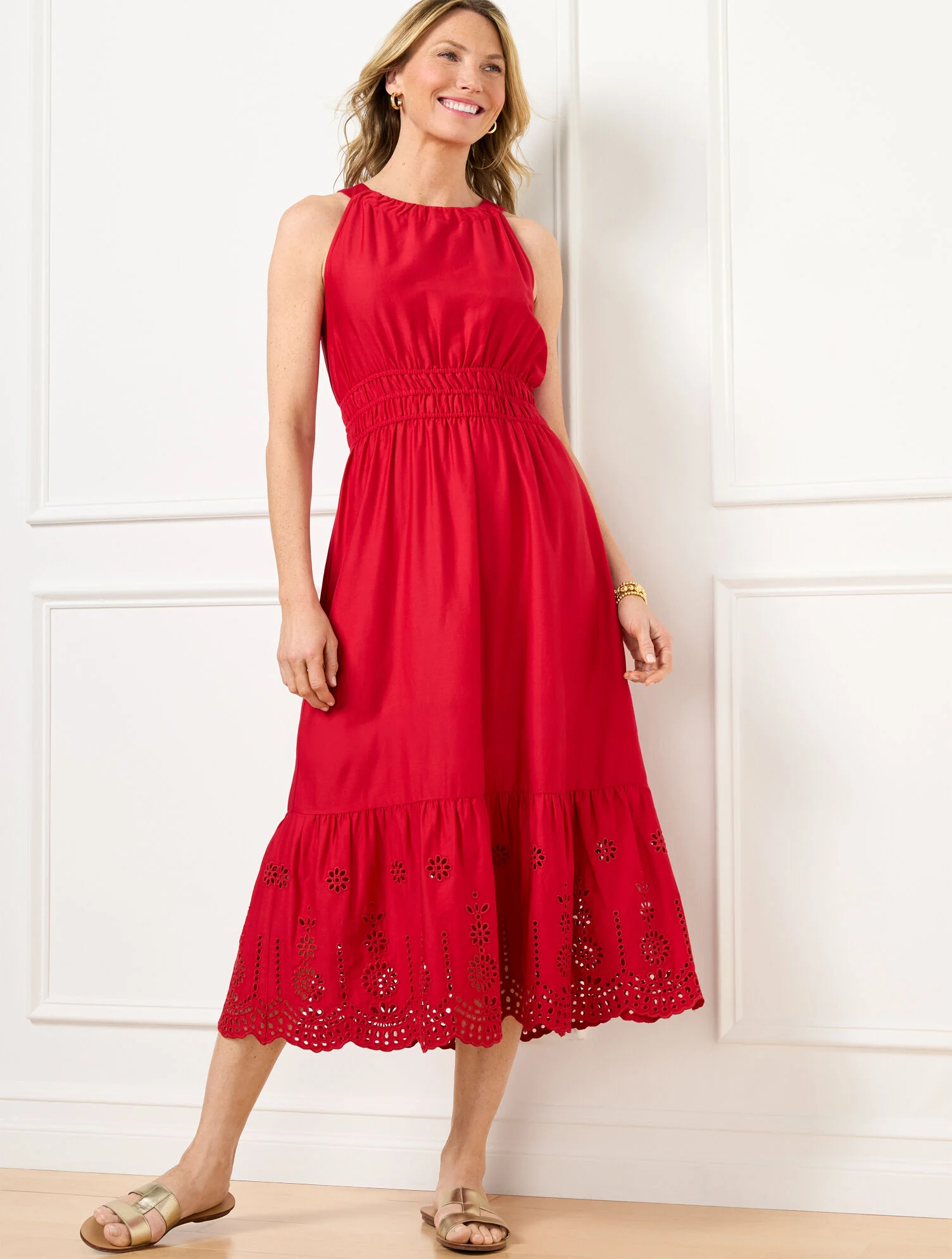 My Favorite Red Dresses for Summer 2025 eyelet talbots 50 is not old
