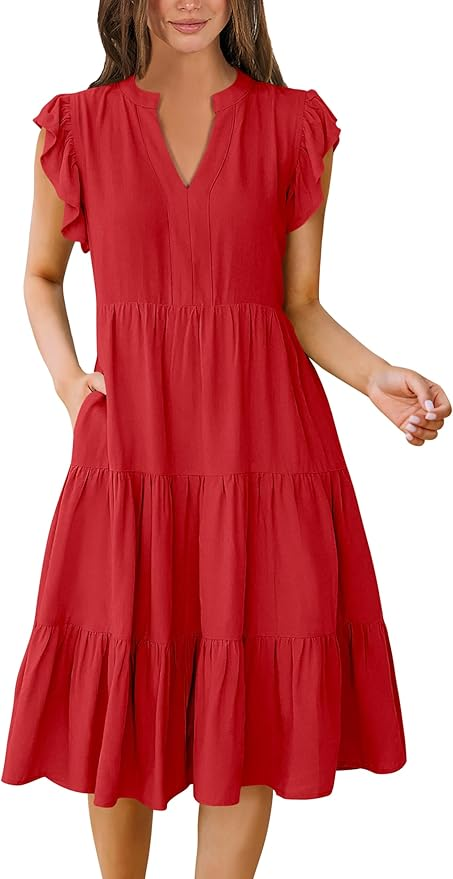 My Favorite Red Dresses for Summer 2025 amazon ruffle v neck dress 50 is not old.