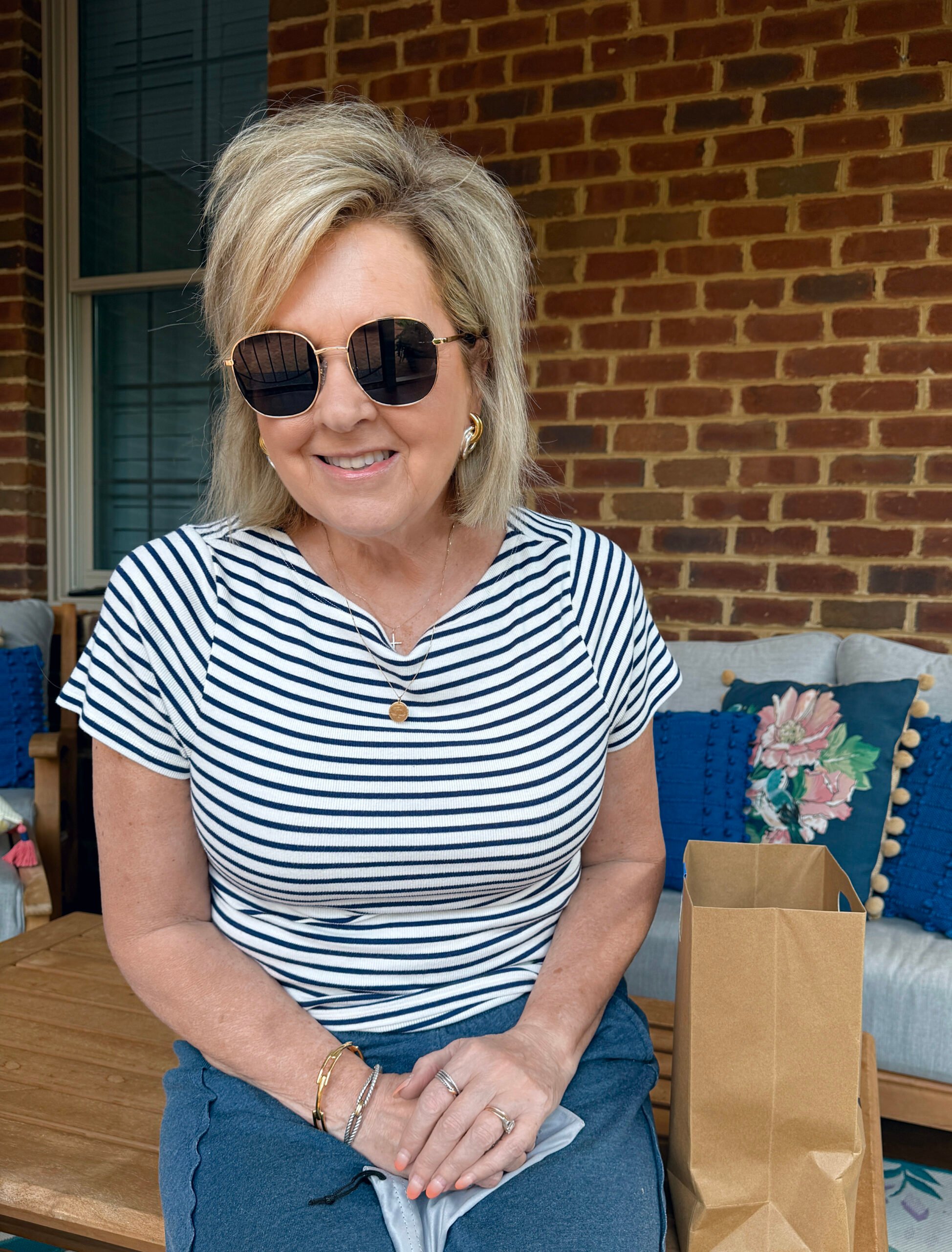 Tania Stephens wearing Sojos sunglasses from the Amazon Prime Day Sale
