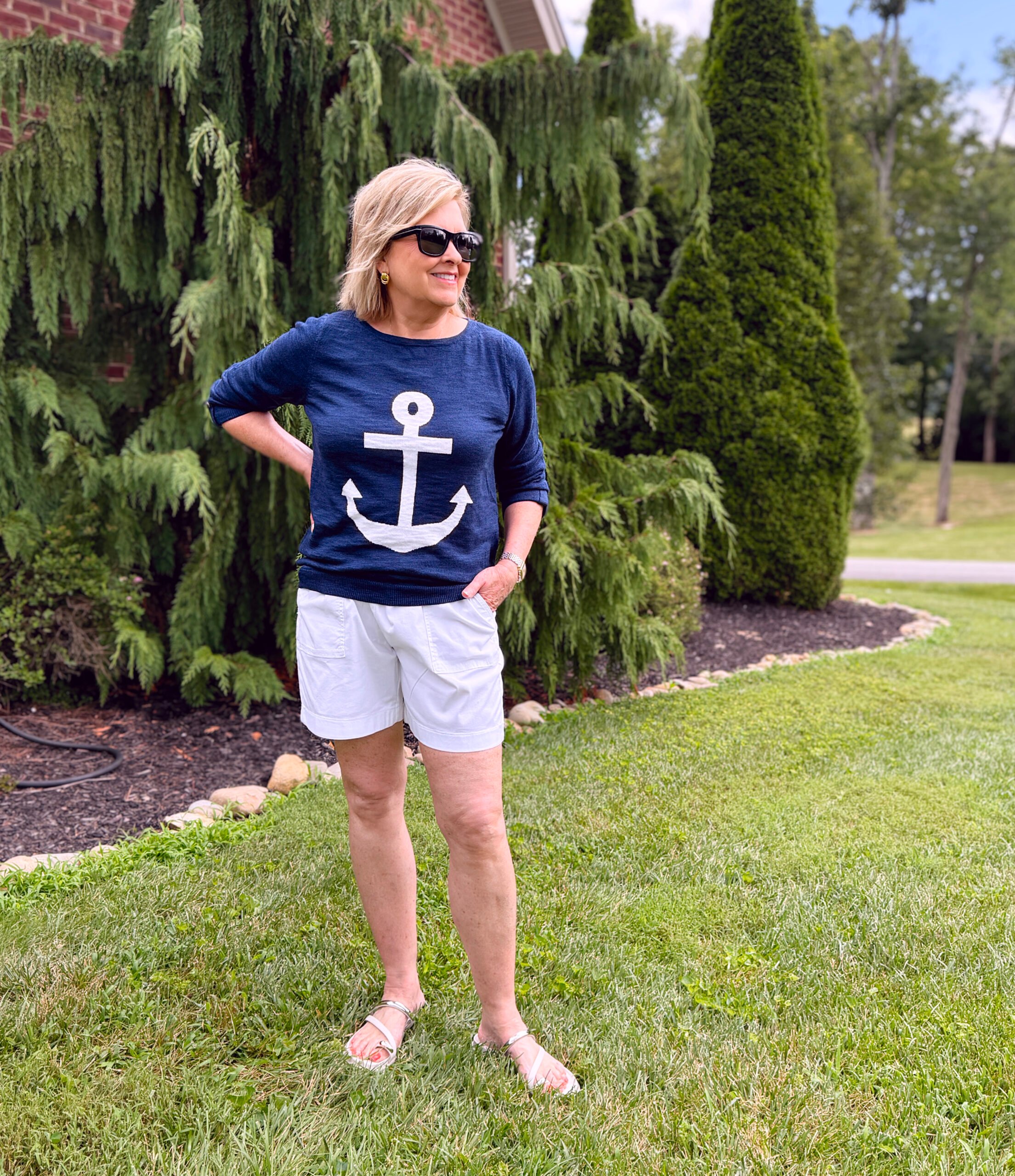 Tania Stephens wearing a nautical summer outfit from Kohls