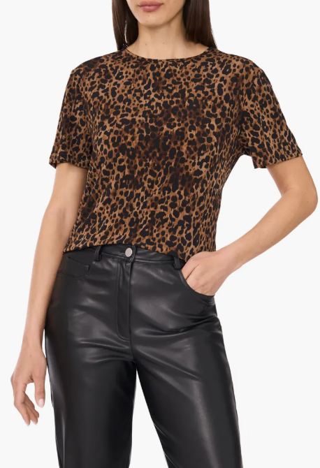Vince Camuto Leopard Print Short Sleeve Top Best Clothing to Transition from Summer to Fall Women over 50