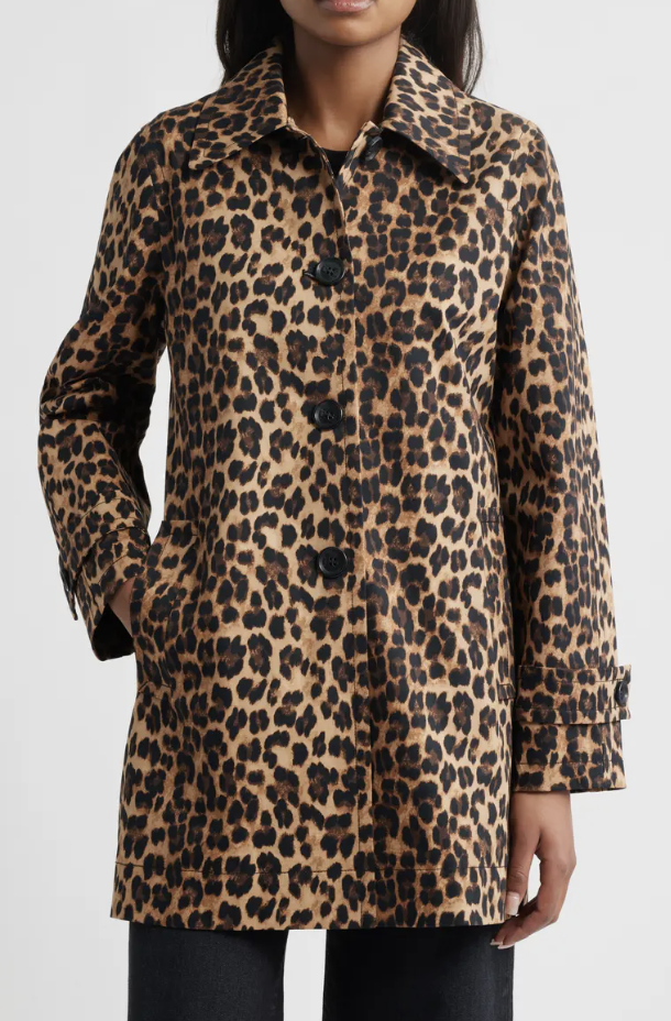 Leopard Print Water Repellent Rain Jacket