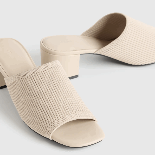 Italian Leather & Eco Knit Heeled Mule Quince Fall Summer 2025