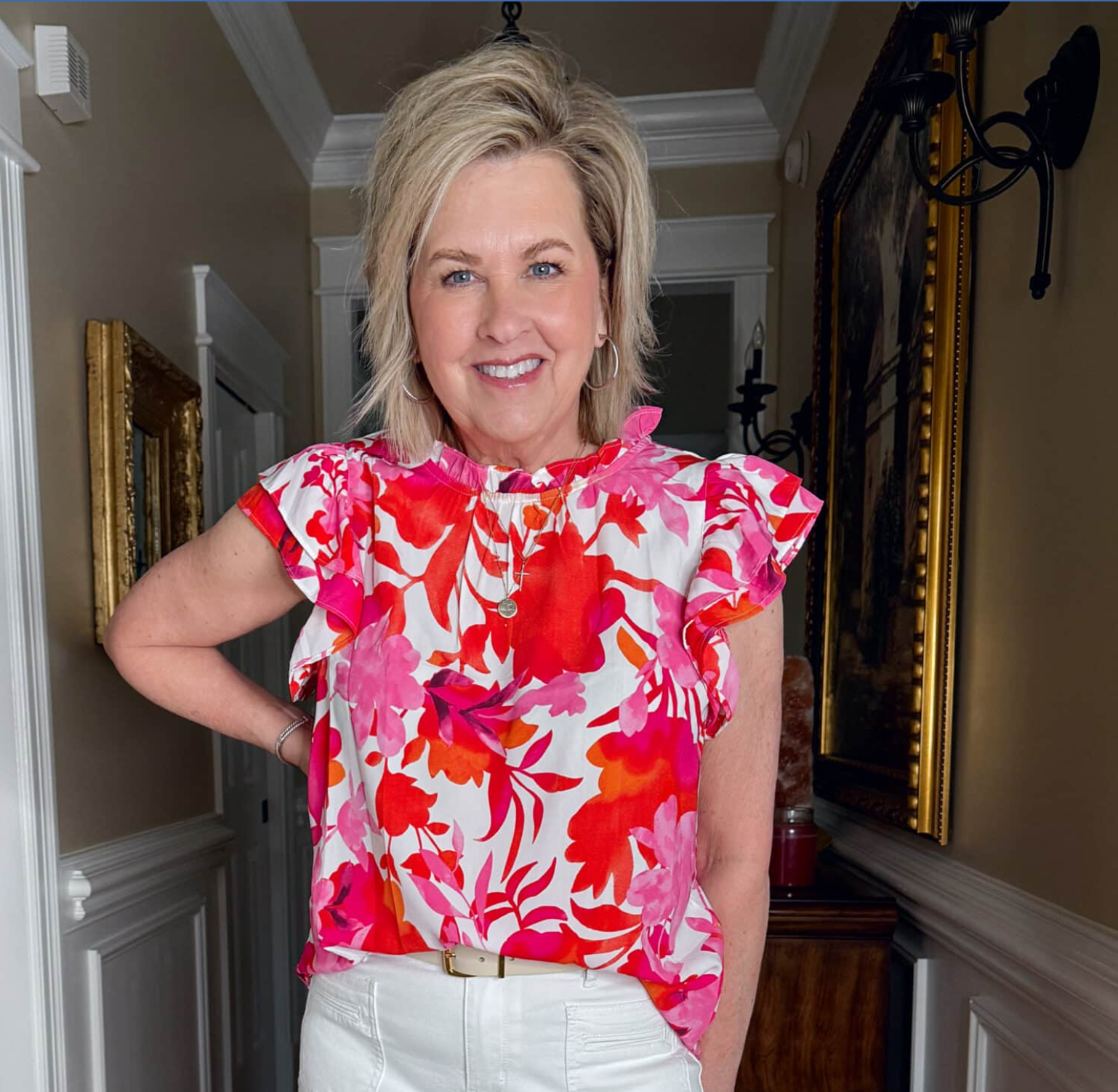 Pretty Floral Tops to Brighten Your Closet tania stephens 50 is not old fashion blogger hot pink