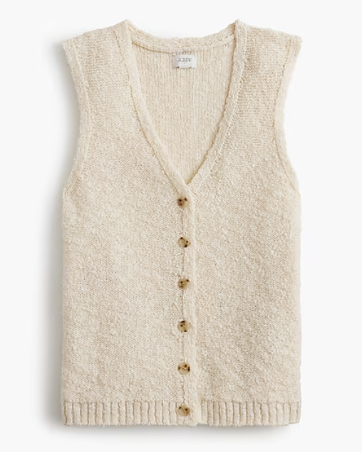 Slub knit v-neck sweater vest from J.Crew Factory for summer to fall transition