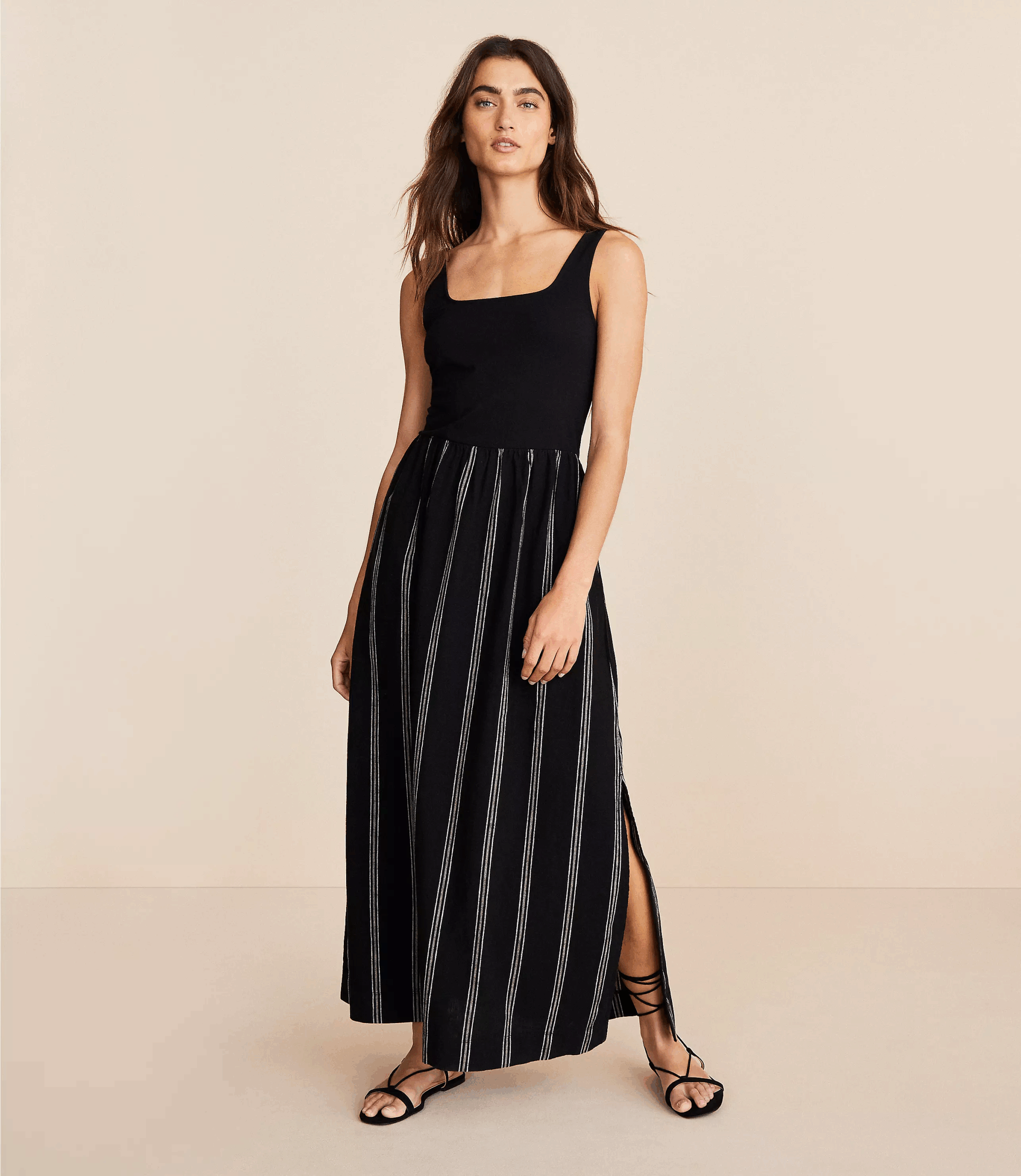 Lou & Grey Striped Mixed Media Maxi Pocket Dress