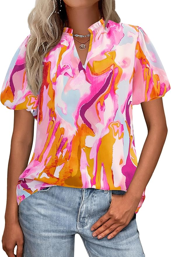 BLOUSE TOP FROM AMAZON WITH NEON BRIGHT COLORS FOR WOMEN OVER 50