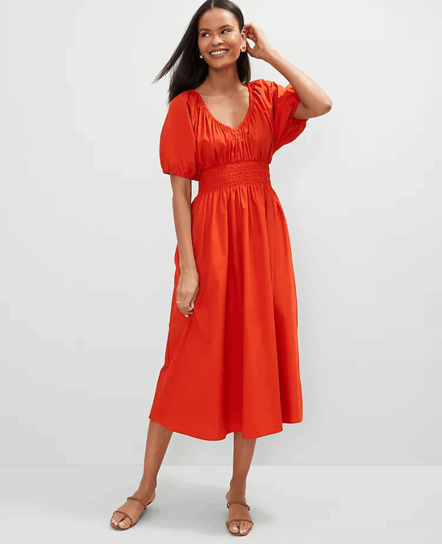 How to Wear a Smocked Dress Without Looking Too Young tania stephens 50 is not old fashion blogger  red dress ann taylor