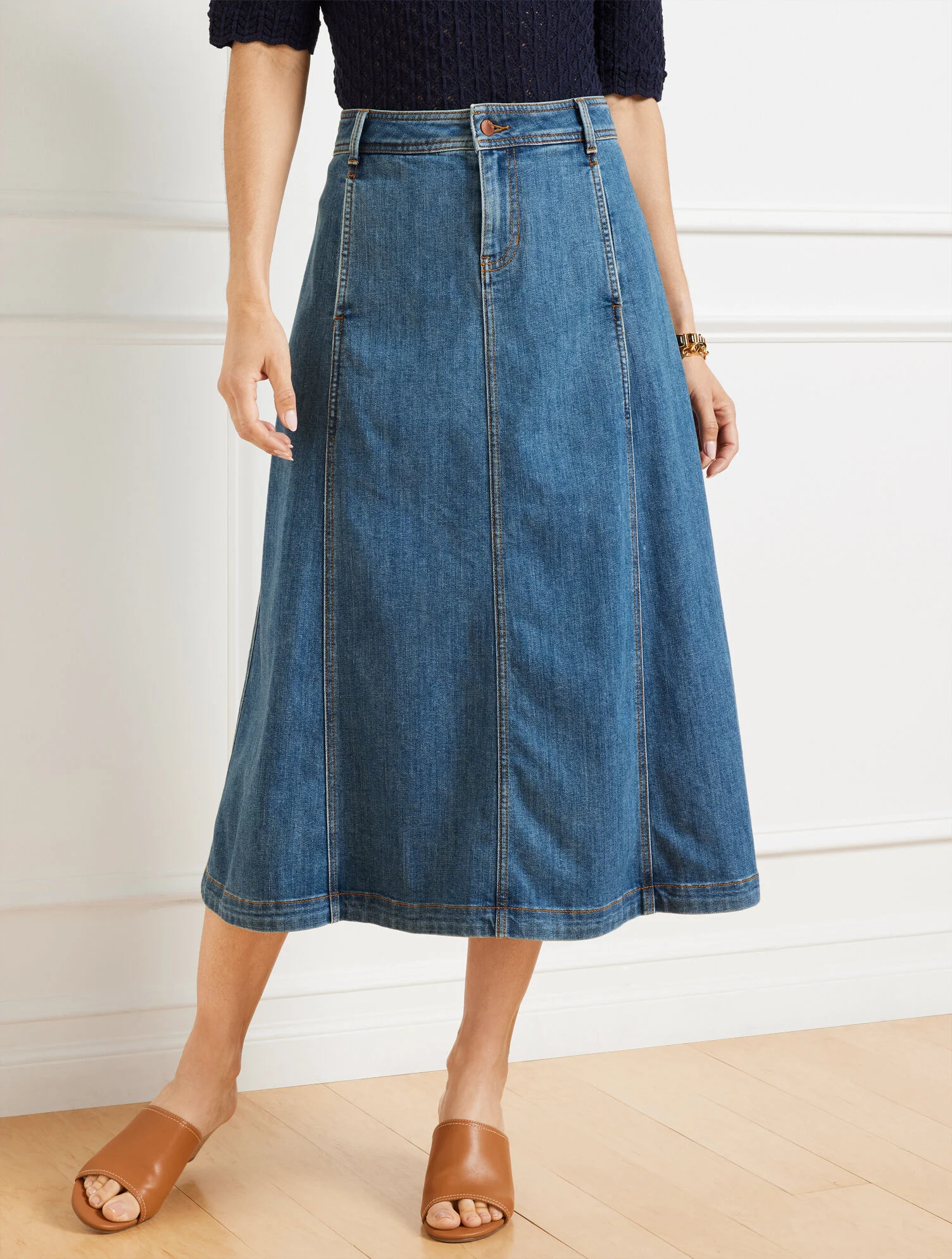What I’m Loving From Talbots Right Now for Early Fall 2025 tania stephens 50 is not old fashion blogger denim skirt