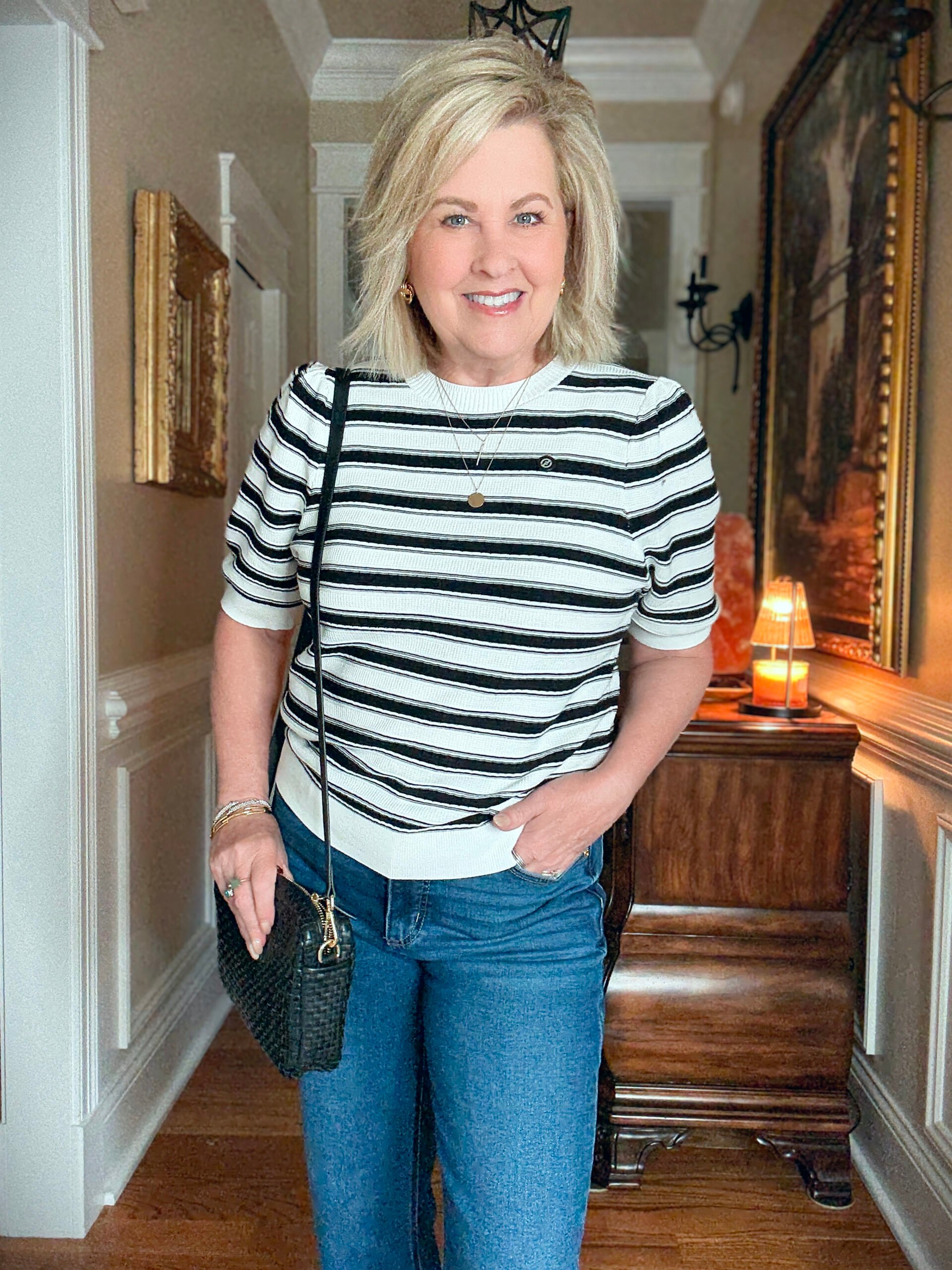 Tania is a striped sweater  from Walmart. 