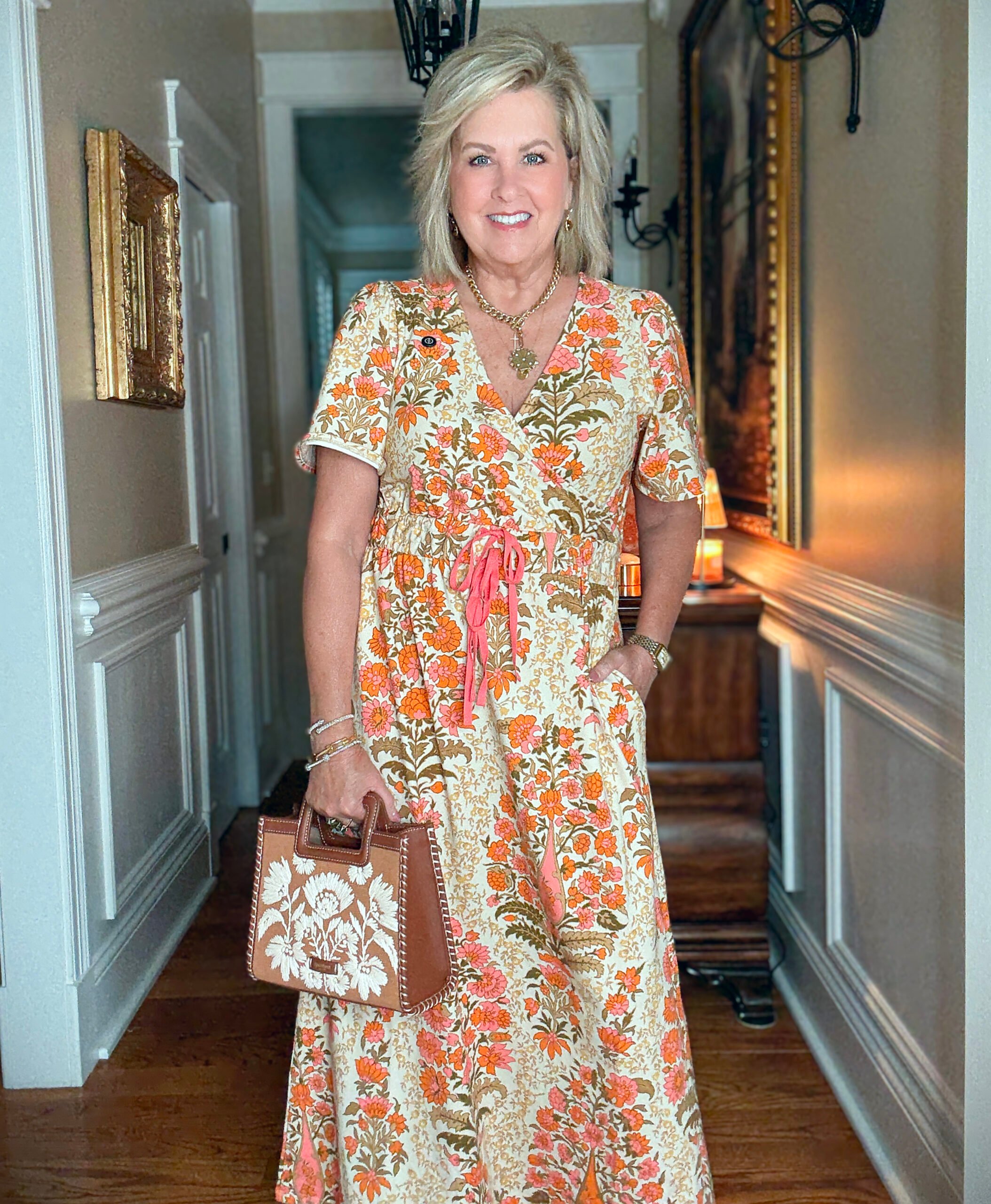 Tania Stephens wearing a beautiful floral maxi dress from Spartina 449